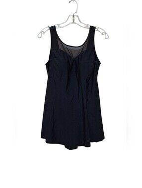 Shore Shapes Swim Dress Mesh Black Bathing Suit One Piece Womens 14